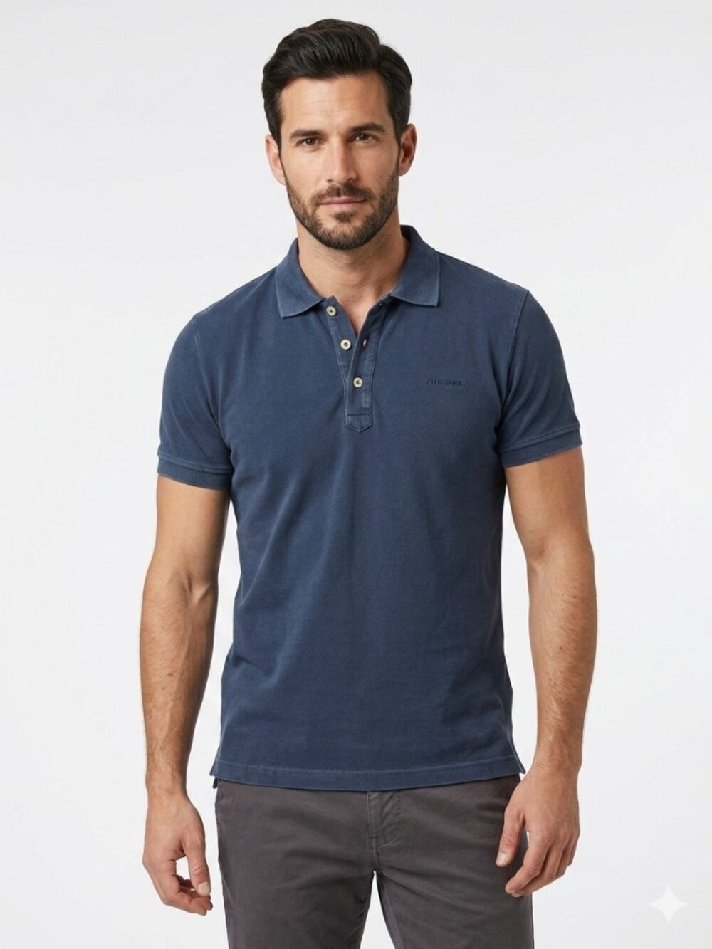 *Diesel Men’s Navy Blue Polo Shirt Short Sleeve Logo Cotton M 0554